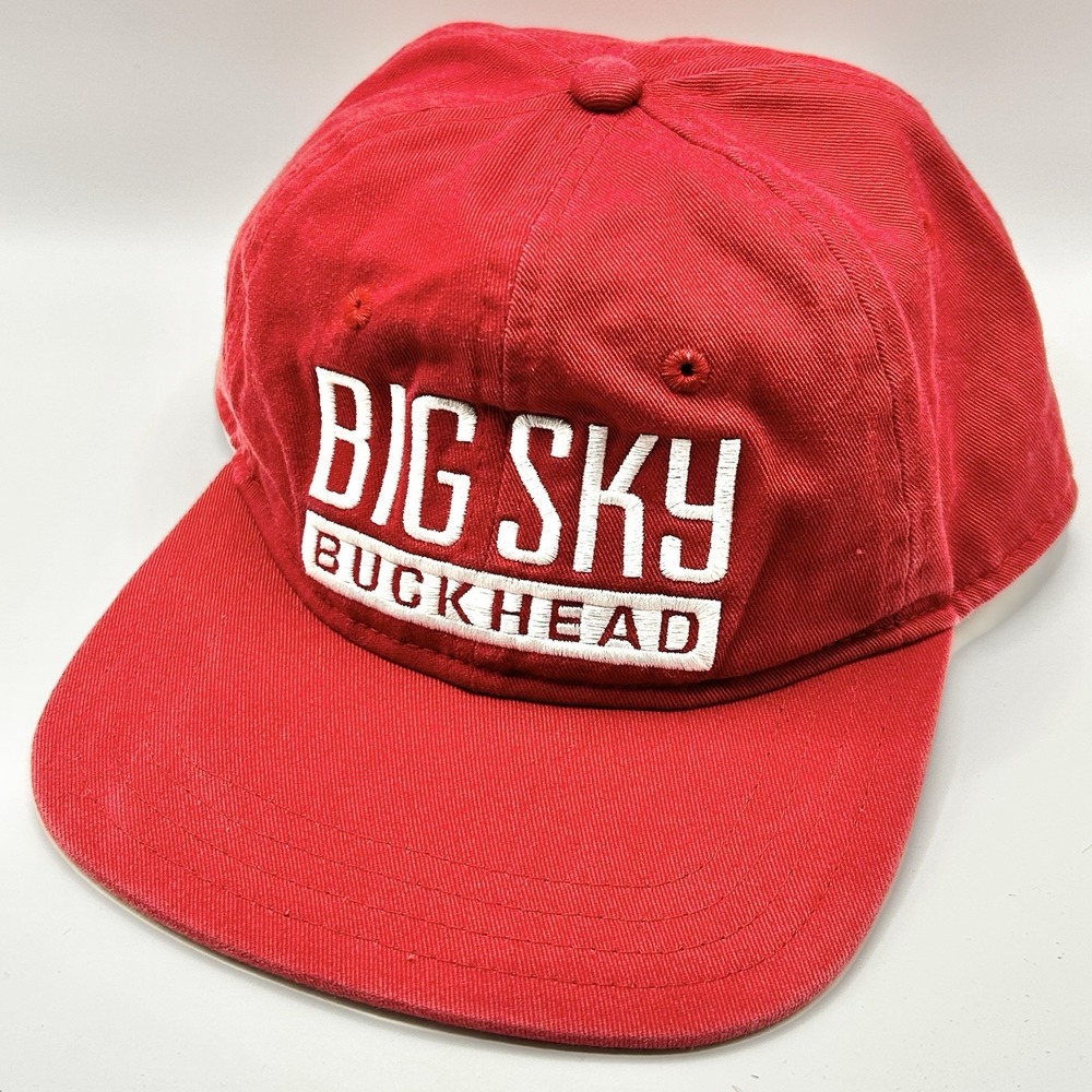 Big Sky Buckhead Wordmark Hat Cap Adjustable Strapback Red Outdoors Casual